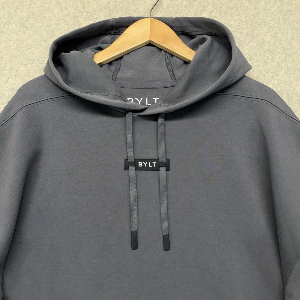 BYLT Premium Basics Drop-Cut Hoodie Gray Pullover Mens Large - Picture 4 of 12